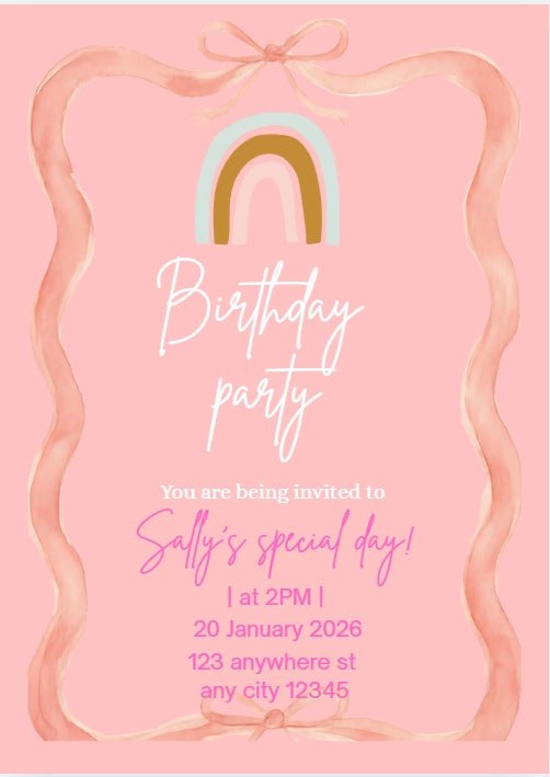 Birthday Invitation for Girls